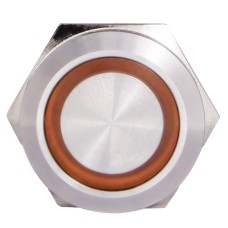 TYJ 22-271 Кнопка металлическая плоская с подсветкой, 1NO+1NC, желтая 220V.