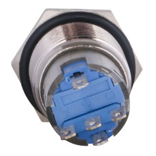 TYJ 19-271 Кнопка металлическая плоская с подсветкой, 1NO+1NC, желтая 220V.