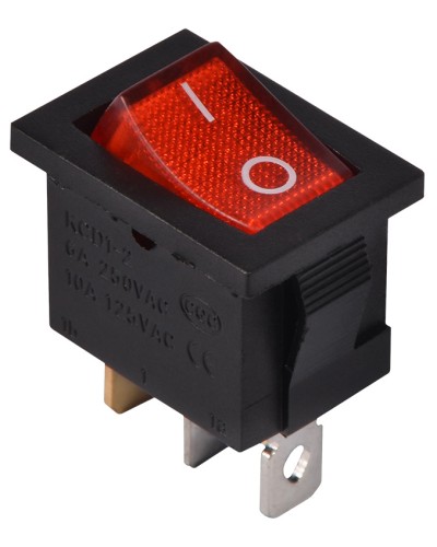 KCD1-2-101N R/B 220V Переключатель 1 клав. красный с подсветкой
