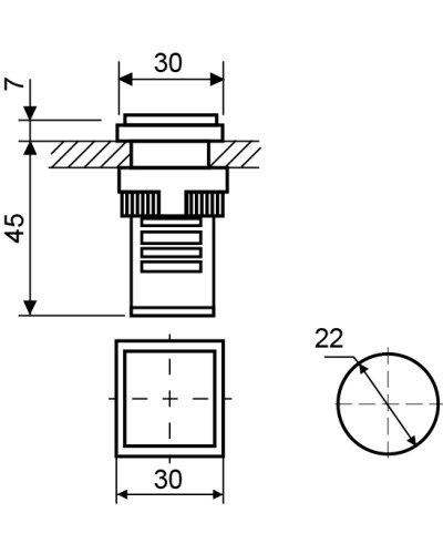 Сигнальна арматура AD22-22F зелена 220V АC