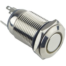 TYJ 16-261 Кнопка металлическая плоская с подсветкой, 1NO+1NC, желтая 220V.