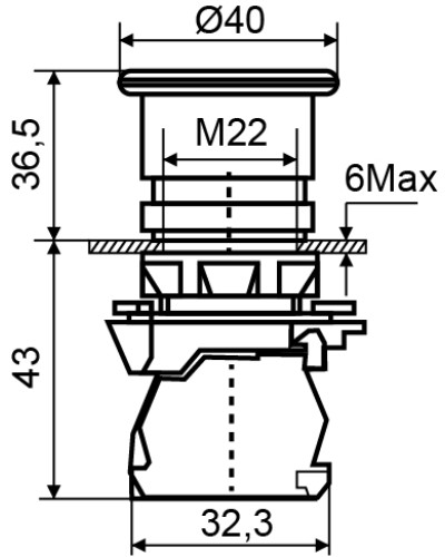 TB5-AC42 Кнопка "грибок" (d 40 мм) "Стоп" красная