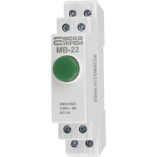 Модульная кнопка без фиксации 2NO+2NC 230V АС МВ-22 зеленая