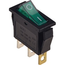 KCD3-101N GR/B Переключатель 1 клав. с подсветкой 12 V AC/DC зеленый