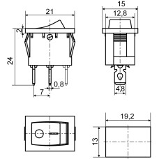 KCD1-2-101N YL/B 220V Переключатель 1 клав. желтый с подсветкой
