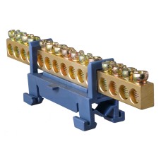 BC-515 6х9 15 отв. Нулевая шина с изолятором на Din-рейке