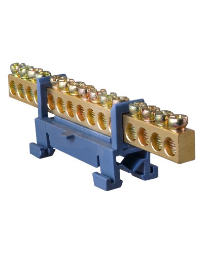 BC-515 6х9 15 отв. Нулевая шина с изолятором на Din-рейке
