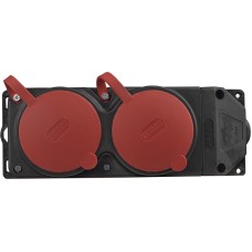 Колодка каучуковая 3Р+РЭ с защитными крышками двухместная (2×25А) IP44
