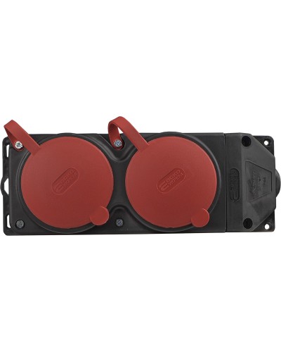 Колодка каучуковая 3Р+РЭ с защитными крышками двухместная (2×25А) IP44