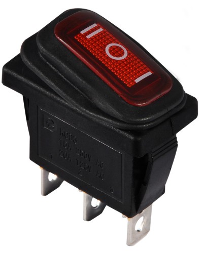 KCD3-103W R/B Переключатель 1 клав. опрокидывающийся (красный)