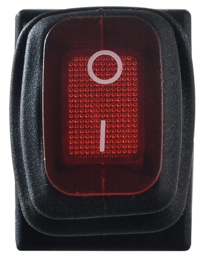 KCD1-2-101NW R/B 220V Переключатель 1 клав. влагоза. красный с подсветкой