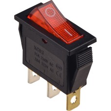 KCD3-101N R/B Переключатель 1 клав. с подсветкой 12 V AC/DC красный
