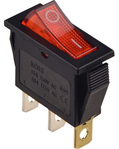 KCD3-101N R/B Переключатель 1 клав. с подсветкой 12 V AC/DC красный