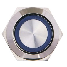 TYJ 19-271 Кнопка металлическая плоская с подсветкой, 1NO+1NC, синяя 24V.