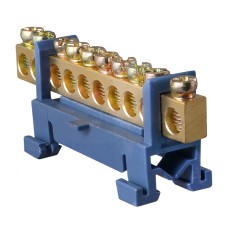 BC-510 6х9 10 отв. Нулевая шина с изолятором на Din-рейке