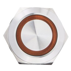 TYJ 19-272 Кнопка металлическая плоская с подсветкой, 2NO+2NC, желтая 220V.