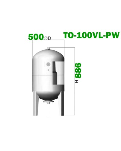 Гідроакумулятор вертикальний toНасоси TO-100VL-PW 100л