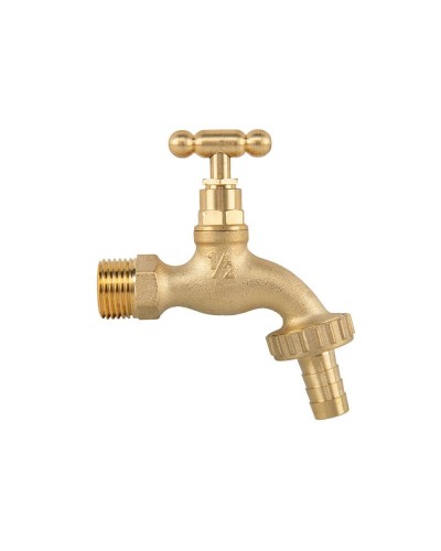 Кран вентильний РЗ 1/2", штуцер під шланг 3/4", латунний, SLOW OPEN, BR-KSO1234