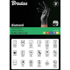 Нитриловые защитные перчатки, DIAMOND, размер L, 8-9, черный, RWJNDBC9