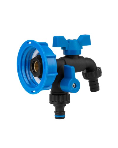 Набор IBC S60x6, кран BLACK RAVEN, РЗ 2x3/4'', NYLON/BRASS для шланга 5/8", 1/2", ниппель, IBCS60-GTBR123434NB1