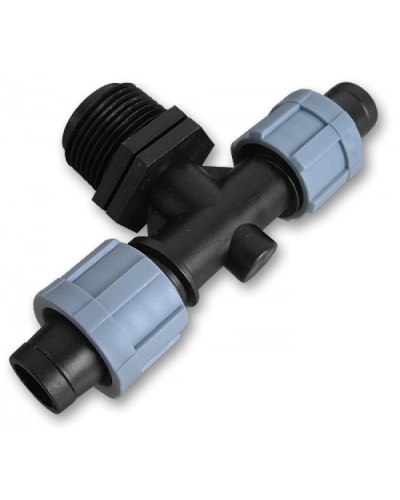 Трійник крапельна стрічка х2 / різьба зовнішня 3/4". DSTA06-34L