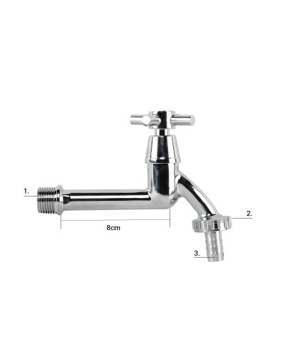 Кран вентильний РЗ 1/2", штуцер під шланг 3/4", латунь/нікель, CROSS HANDL LONG, GKK0T123413L