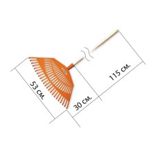 Грабли веерные 23 зубца с деревянным древком. KT-CX23H