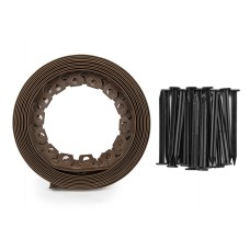 Бордюр газонный 40мм х 10м с комплектом кольев, EASY BORDER, коричневый, OBEBR4010SET