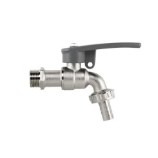 Кран вентильний РЗ 1/2", штуцер під шланг 3/4", латунь нікель, SIDE LOCK, BR-KSS1234