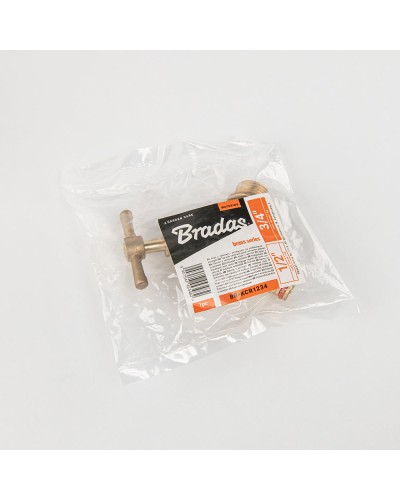 Кран вентильный РЗ 1/2", выход РЗ 3/4", BRASS, BR-KCR1234