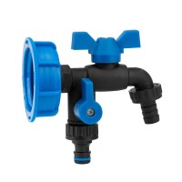 Набор IBC S60x6, кран BLACK RAVEN, РЗ 2x3/4'', NYLON/BRASS для шланга 5/8", 1/2", ниппель, IBCS60-GTBR123434NB1
