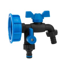 Набор IBC S60x6, кран BLACK RAVEN, РЗ 2x3/4'', NYLON/BRASS для шланга 5/8", 1/2", ниппель, IBCS60-GTBR123434NB1