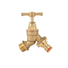 Кран вентильный РЗ 1/2", выход РЗ 3/4", BRASS, BR-KCR1234