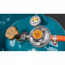 Газовый редуктор 37 mbar. 1.5 кг/ч. с предохранительным клапаном и манометром для шланга 9-10 мм. RG A310IE-M