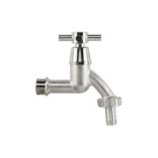 Кран вентильний РЗ 1/2", штуцер під шланг 3/4", латунь/нікель, CROSS HANDL, GKK0T123413