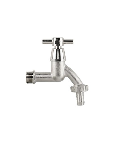 Кран вентильний РЗ 1/2", штуцер під шланг 3/4", латунь/нікель, CROSS HANDL, GKK0T123413