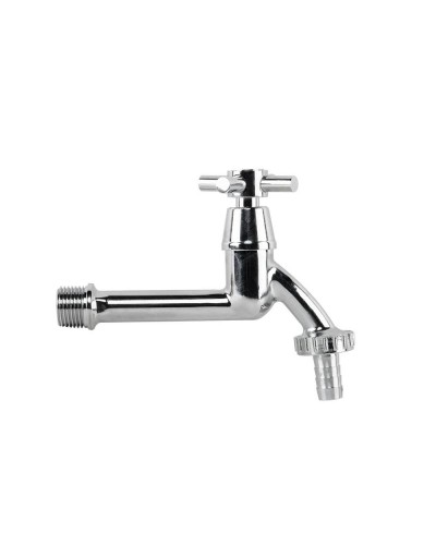 Кран вентильний РЗ 1/2", штуцер під шланг 3/4", латунь/нікель, CROSS HANDL LONG, GKK0T123413L