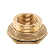 Втулка для бака РО 1" - РЗ 1 1/4" с гайкой и прокладкой 1 1/4", BRASS, BR-P100114
