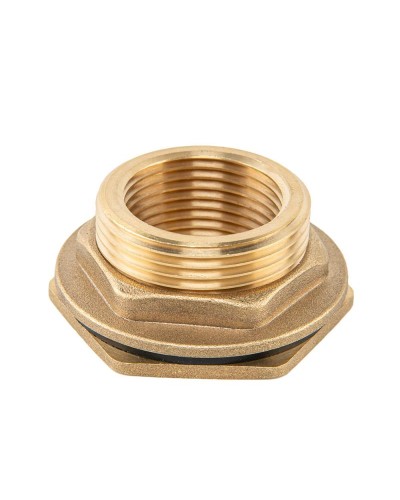 Втулка для бака РО 1" - РЗ 1 1/4" с гайкой и прокладкой 1 1/4", BRASS, BR-P100114