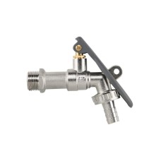 Кран вентильний РЗ 1/2", штуцер під шланг 3/4", латунь нікель, LEVER LOCK, BR-KLS1234