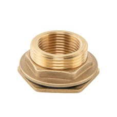 Втулка для бака РО 3/4" - РЗ 1" с гайкой и прокладкой 1", BRASS, BR-P34100