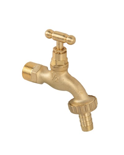 Кран вентильний РЗ 1/2", штуцер під шланг 3/4", латунний, SLOW OPEN, BR-KSO1234