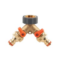 Тройник латунный с отводом PЗ 3/4" с латунным соединением РО 3/4" TPE, 2 шаровых крана, BRASS SOFT, BR-S2222