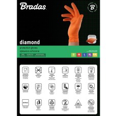 Нитриловые защитные перчатки, DIAMOND, размер M, 7-8, оранжевые, RWJNDOR8