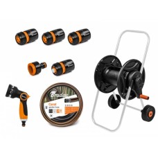 Комплект для полива: тележка. шланг 1/2" 20м. арматура BLACK LINE. ECO-AG26020SET1
