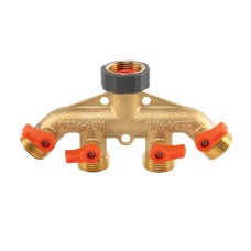 Коллектор 4-ходовой с клапанами РЗ 3/4", соединение с краном РВ 3/4", латунь, BRASS SOFT, BR-S3034