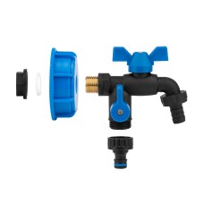 Набор IBC S60x6, кран BLACK RAVEN, РЗ 2x3/4'', NYLON/BRASS для шланга 5/8", 1/2", ниппель, IBCS60-GTBR123434NB1