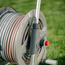 Металлическая тележка со шлангом 1/2" 50м и аксессуарами, комплект для полива, SILVER PRO SET, WHITE LINE, WL-AG33350SET1