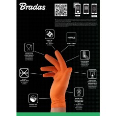 Нитриловые защитные перчатки, DIAMOND, размер M, 7-8, оранжевые, RWJNDOR8