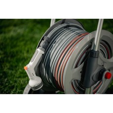 Металлическая тележка со шлангом 1/2" 30м и аксессуарами, комплект для полива, SILVER PRO SET, WHITE LINE, WL-AG33330SET1